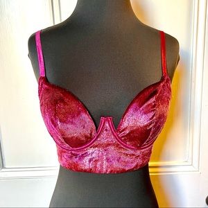 Victoria’s Secret “Very Sexy” High-Apex Longline Sparkly Bra, Wine Red, 34 C